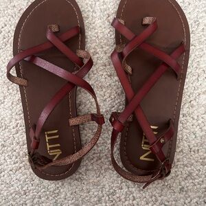 Women's Strappy Brown and Red Sandals